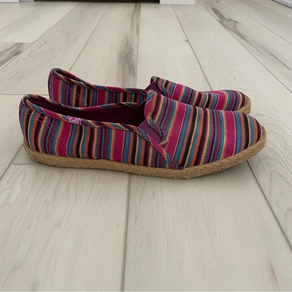 Keds Multi Color Stripe Espadrille Flats Moccasins Shoes